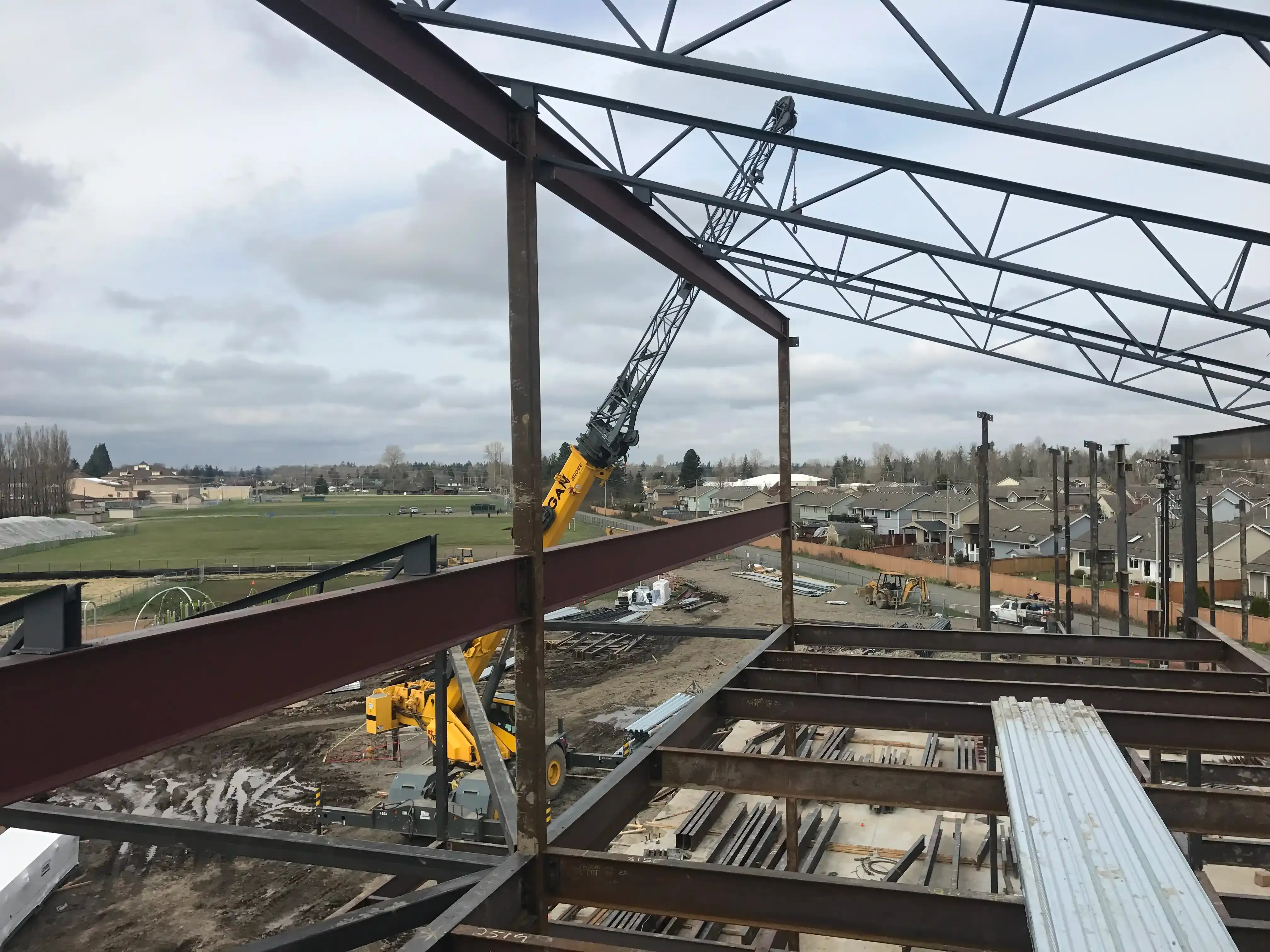 Photo of the mechanical attic just after the structural steel is erected, as seen in the 3D rendering in the previous photo. Photo of the mechanical attic just after the structural steel is erected, as seen in the 3D rendering in the previous photo.
