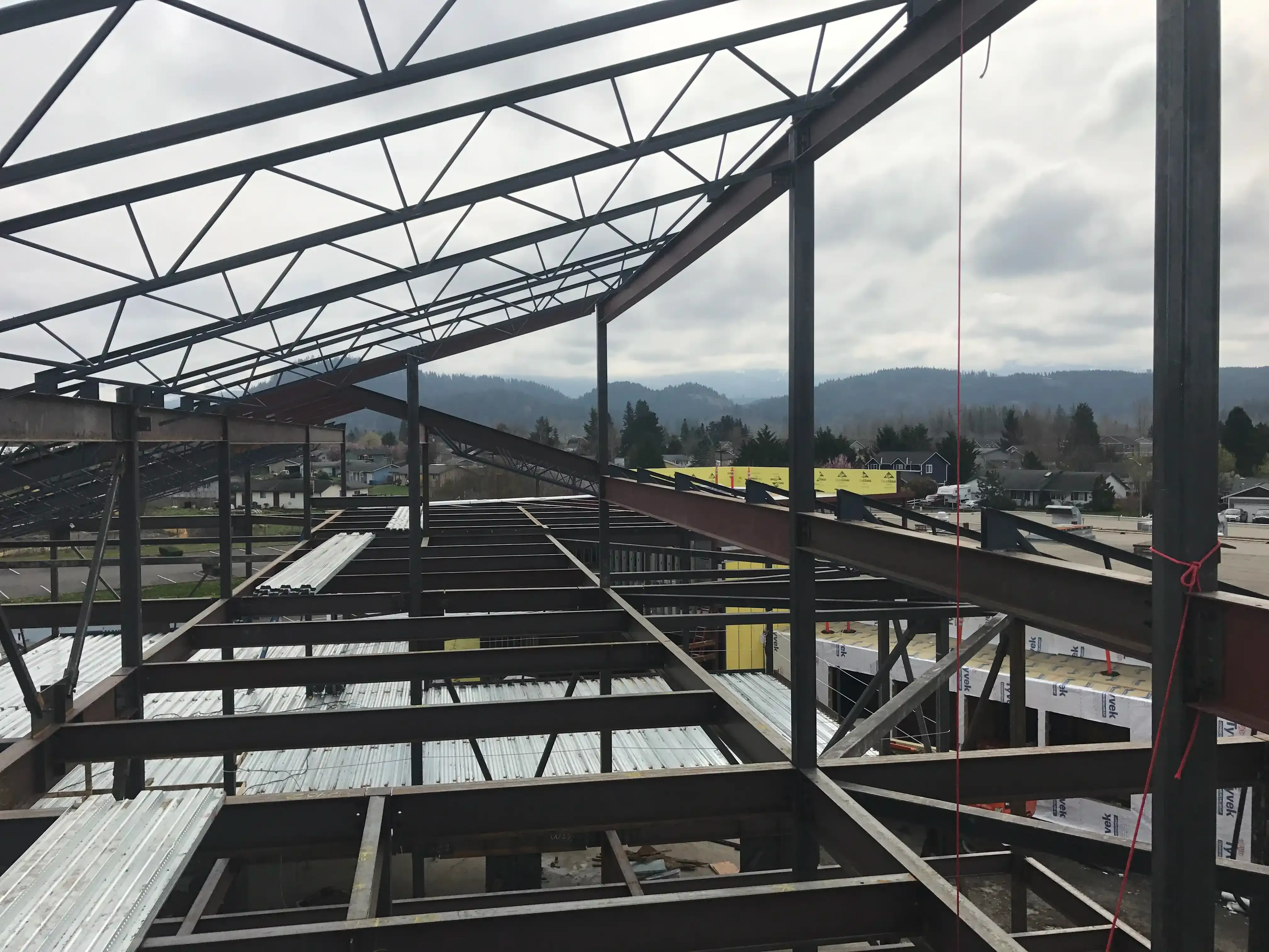 Photo of structural steel framing from the second level of building 'b'. Photo of structural steel framing from the second level of building 'b'.