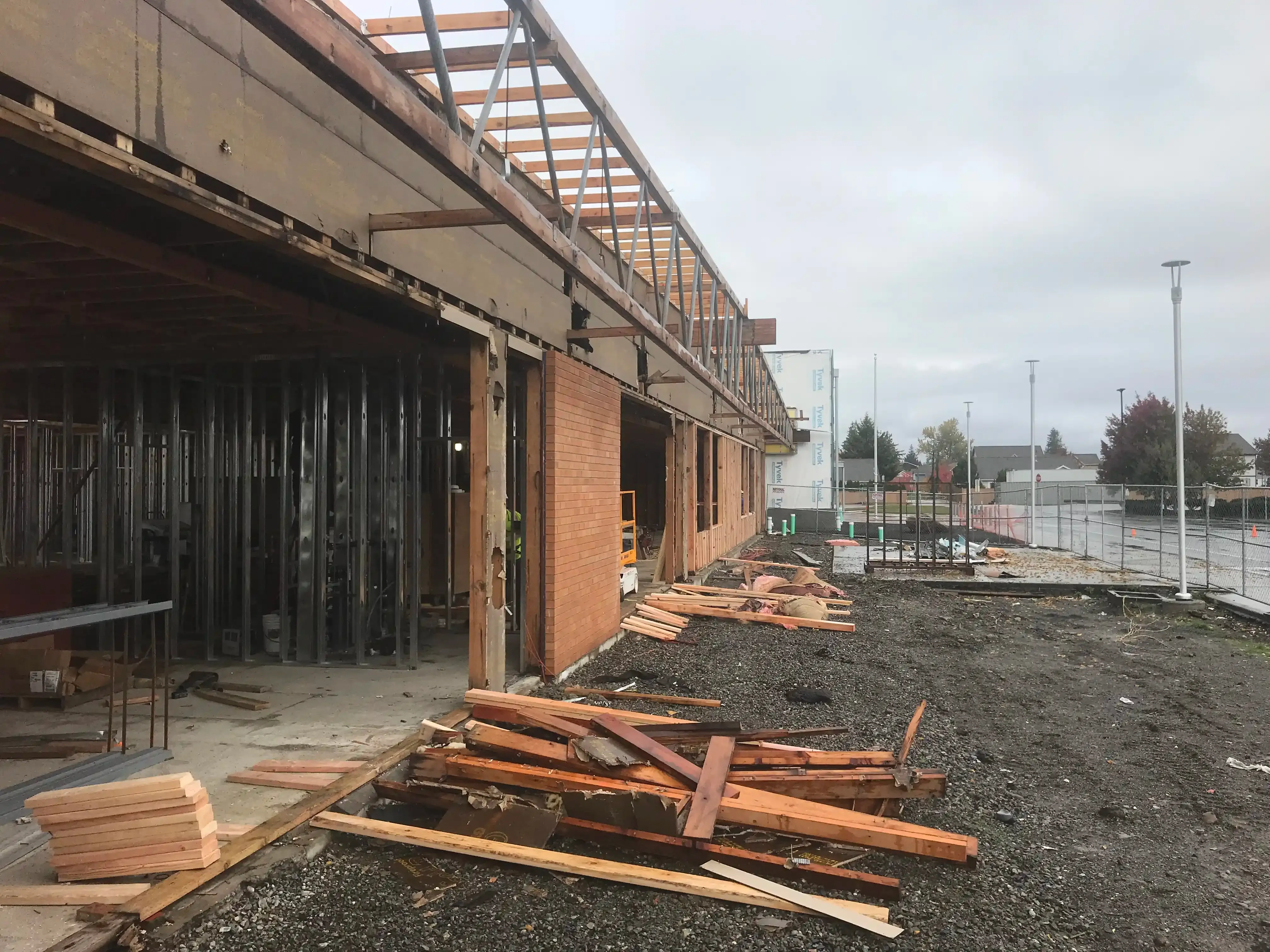 Photo of the East side of 'A-wing' with whole sections of wall opened up. Photo of the East side of 'A-wing' with whole sections of wall opened up.