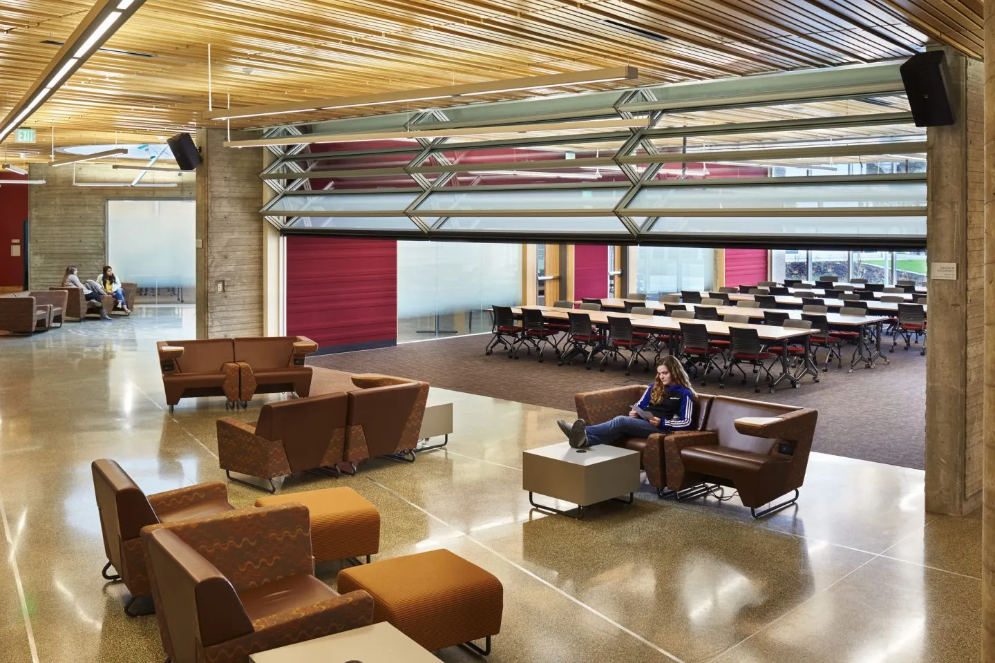 Photo of the ground-level technology and community spaces in the new building.