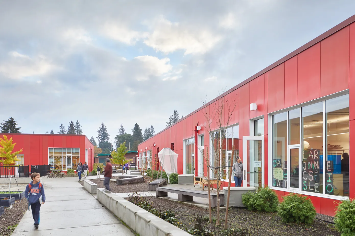 Photo taken from the courtyard between the preschool wing and another wing of the 'main' elementary school. Photo taken from the courtyard between the preschool wing and another wing of the 'main' elementary school.